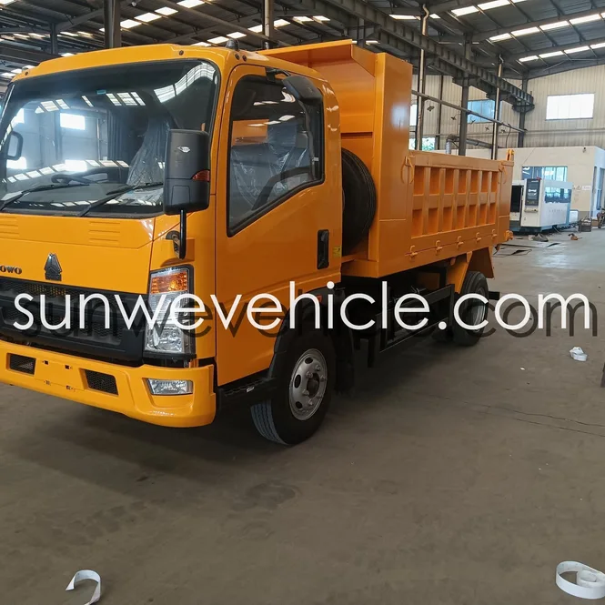 HOWO 4X2 5-Ton Dump Truck Yellow 1880 Single Row 3600x2100x800